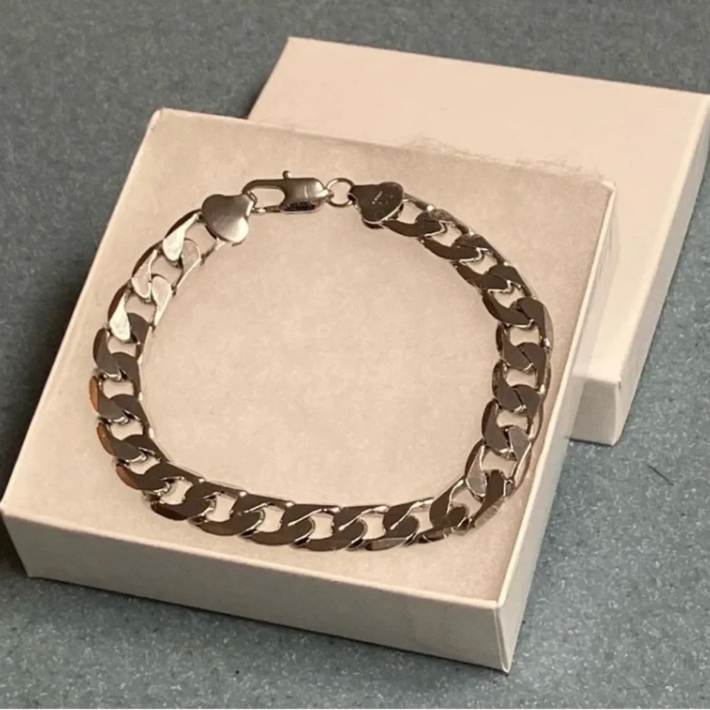 Men's Silver 316L Solid Stainless Steel 8MM Cuban Curb Link Bracelet